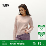 森马（Semir）森柔毛衫|毛衣女圆领纯色打底衫简约休闲冬季温柔系绞花百搭 红色调00366 L