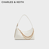 CHARLES&KEITH柔软拉链式褶皱单肩包腋下包包女包女士生日礼物CK2-40782472 Cream奶白色 S