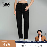 Lee【张凌赫代言】411高腰舒适小直脚男友风磨毛女士牛仔裤显瘦潮 黑色(25裤长) 26 (100-110斤可选)