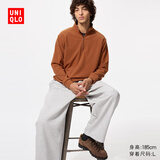 优衣库男装柔滑弹力摇粒绒半拉链套头衫/长袖25秋冬新款481184 28 深橙色 L /175/100A