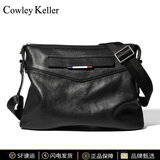 COWLEY KELLER真皮斜挎包男头层牛皮单肩包大容量商务软牛皮包休闲通勤邮差包男 CK黑色 大号 35*7*25cm （12英寸）