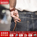 马登工装美式重磅赤耳丹宁牛仔裤男马毛皮牌巴黎扣原牛直筒休闲长裤子 靛蓝 34 170-180斤