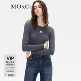 MO&Co.【美丽诺绵羊毛】假两件拼接修身百搭针织衫内搭外穿摩安珂 深花灰色-第2批 M 165