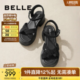 百丽（Belle）满钻条带繁星休闲凉鞋女商场款厚底凉鞋A9S2DBL4 黑色 34 (220mm)