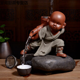咖慧乐喷水尿童和尚紫砂小孩童子撒尿娃娃茶宠摆件哥窑茶玩茶具配件 大号土绿小和尚茶滤