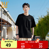 361°运动短袖男女同款夏季透气宽松棉印花t恤休闲圆领上衣 超级黑9115D 2XL