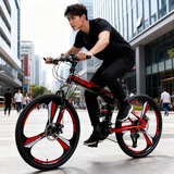 飞鸽（FG FLYING PIGEON） 折叠山地自行车成人男女学生青少年变速便携轻便双减震山地车 黑红26寸三刀轮轴承+指拨+大礼包 24速顶配（0-5公里代步）