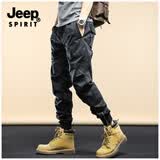 JEEP SPIRIT工装裤男春秋季新款休闲裤子男宽松耐磨潮流中青年束脚长裤 679黑色#常规款 34 （建议155-165斤）