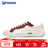 FILAFUSION 斐乐潮牌女鞋潮流板鞋夏季时尚女士休闲鞋帆布鞋运动鞋 奶白/烧砖红-IGF 37.5