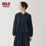 无印良品（MUJI） 女式 棉纱长袖罩衫女士衬衫衬衣内搭秋款女装春季 上衣 BC2KUA4A 深藏青色 M (160/84A)