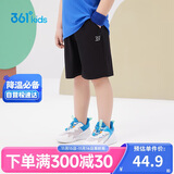 361°儿童短裤夏季男女童3-12岁透气运动裤梭织五分裤 黑 101