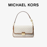 MICHAEL KORS礼物轻奢MK女包BRADSHAW老花腋下包 小号 香草白色/橡果棕色