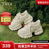 他她（TATA）泡泡奶油白色老爹鞋女鞋增高休闲鞋厚底运动鞋WOG10CM3 米白（单里） 37