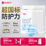 维德（WELLDAY）一次性医用外科口罩200只蓝白透气三层防花粉鼻炎防沙尘灭菌级