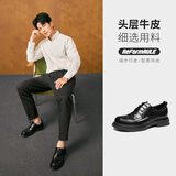 星期六男鞋头层牛皮商务正装皮鞋系带通勤百搭皮鞋男 黑色 40 