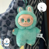 【潮玩】3代拉布布娃娃labubu潮玩毛绒玩具公仔挂件儿童生日礼物 高品质绿色【平静】【17cm带吊环礼盒】
