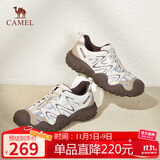 骆驼（CAMEL）经典丑萌鞋女时尚撞色户外休闲鞋 L24S469647A 米/银/咖 37