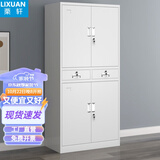 栗轩 文件柜铁皮柜办公室财务会计凭证柜资料储物收纳工具五节柜带锁 中二斗铁门 0.5mm