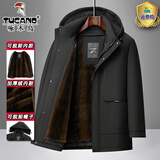 啄木鸟可脱卸内胆加厚爸爸棉衣男士棉袄中老年加绒棉服冬装父亲保暖外套 8黑色 2XL /185 【建议125-145斤】