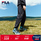 FILA斐乐儿童童装裤子2025年冬季新款男女童加绒运动针织长裤 RD宝蓝-NV 150