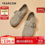 意尔康女鞋一脚蹬圆头包头平底勃肯鞋春秋女单鞋 26790W 卡其 40