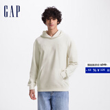 GAP男女装字母logo印花连帽抓绒长袖口袋卫衣上衣609135 米白色 S (165/88A) 亚洲尺码
