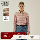 Teenie Weenie小熊女装秋季简约风磨毛格纹衬衫复古学院风长袖衬衣 浅粉色 M (165)