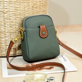 西柏莱真皮手机包女斜挎迷你小包夏季新款头层牛皮女士放手机的小包包袋 海蓝色