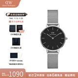 丹尼尔惠灵顿（DanielWellington）DW手表女 简约时尚欧美腕表石英女士手表 生日礼物送女友 28mm女表-黑盘典雅银钢带/DW218