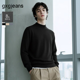 gxgjeans男装多色含羊毛半高领毛衣针织衫打底25年冬新品 黑色 L (175)