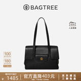 BAGTREE明星同款包包树海豚包轻奢品牌植鞣皮托特包大容量通勤女士电脑包 中号-黑色 能装A4资料 高级小众
