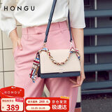 红谷女士包包链条包撞色单肩手提丝巾包牛皮斜挎包 生日礼物送女友