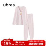 ubras【虞书欣同款】兔绒绒开襟家居服套装厚款女加绒睡衣冬季女 【长袖长裤套装】粉晨色 XL
