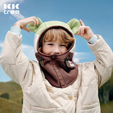 Kocotreekk树儿童帽子围巾一体加厚防风男女童毛绒套头帽围脖护颈冬季