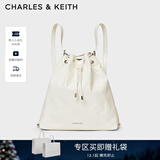 CHARLES&KEITH柔软单肩流浪包水桶包双肩包包女包女士生日礼物CK2-10151393 Cream奶白色 L
