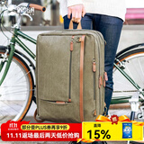 SANWA SUPPLY 电脑包手提 双肩包女 背包男 大容量笔记本包 多功能复古帆布包 绿色 17英寸