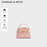 CHARLES&KEITH鳄鱼纹凯莉包手提斜挎婚包包女包生日礼物CK2-50270880-1 Light Pink浅粉色（新色） S