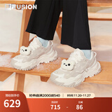 FILAFUSION 斐乐硬糖厚底女鞋增高老爹鞋新款休闲鞋运动鞋女 卷轴棕/椰浆白-AC 37.5