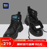 海澜之家HLA马丁靴男士休闲鞋秋冬工装鞋子男HAAGZM4AB70567 黑色加绒45