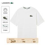 LACOSTE法国鳄鱼男女同款休闲宽松圆领情侣款落肩短袖T恤|TH0062 001/白色 S
