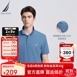 诺帝卡（NAUTICA）男装夏季棉氨混纺休闲亲肤透气短袖POLO衫男KE3100 灰蓝03B（231） S