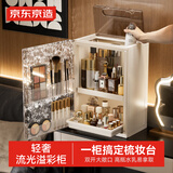 京东京造化妆品收纳盒 桌面收纳盒护肤品口红腮红面膜收纳盒 白色1只装
