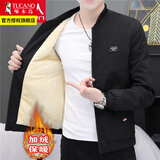 啄木鸟外套男秋冬季潮流宽松休闲男士夹克加绒加厚棒球棉服秋冬男装衣服 小方块黑色 M 建议85-100斤