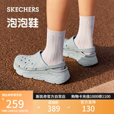 斯凯奇（Skechers）洞洞鞋女士秋季凉拖鞋泡泡鞋厚底增高外穿沙滩鞋踩屎感