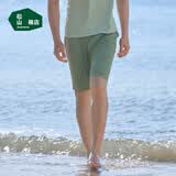 松山棉店舒爽天丝莫代尔睡衣清爽透气男短袖夏情侣家居服短裤-轻松绿170