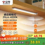 公牛（BULL）人体感应橱柜灯衣柜灯MC-A001B-ES磁吸卧室床沿小夜灯20CM4000K