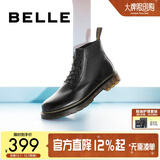 百丽（Belle）潮搭马丁靴男冬季商场同款真皮英伦风休闲靴加绒92267DD0 黑色(6孔) 40 (250mm)