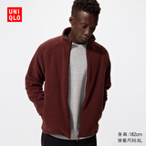 优衣库男装女装摇粒绒拉链茄克/长袖外套廓系夹克479792 19 酒红色 L /175/100A