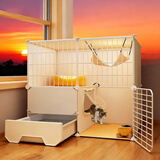 爱咪宠猫笼子家用猫窝别墅带厕所一体室内带猫砂盆大号幼猫猫屋猫咪笼子 快速训练小猫上厕所【75*39*73】 新手款：猫窝+吊床+饭水碗+厕所