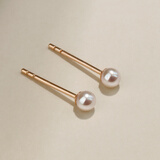 GiO珠宝特选级Akoya天然海水珍珠耳钉18K金小灯泡耳饰生日礼物送女友 3-3.5mm18K金特选【耳骨钉】